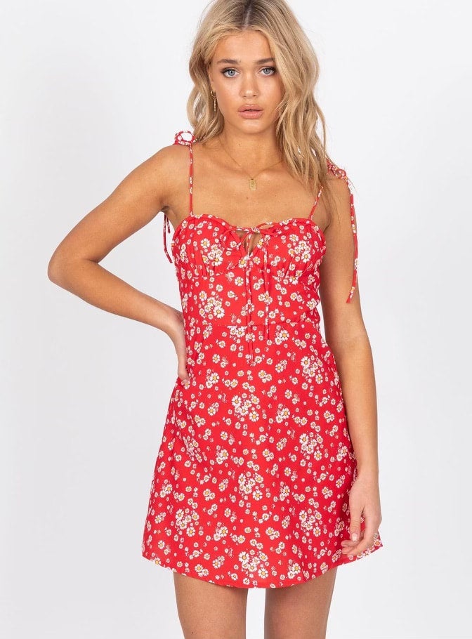 floral red dress | Princess Polly-SB